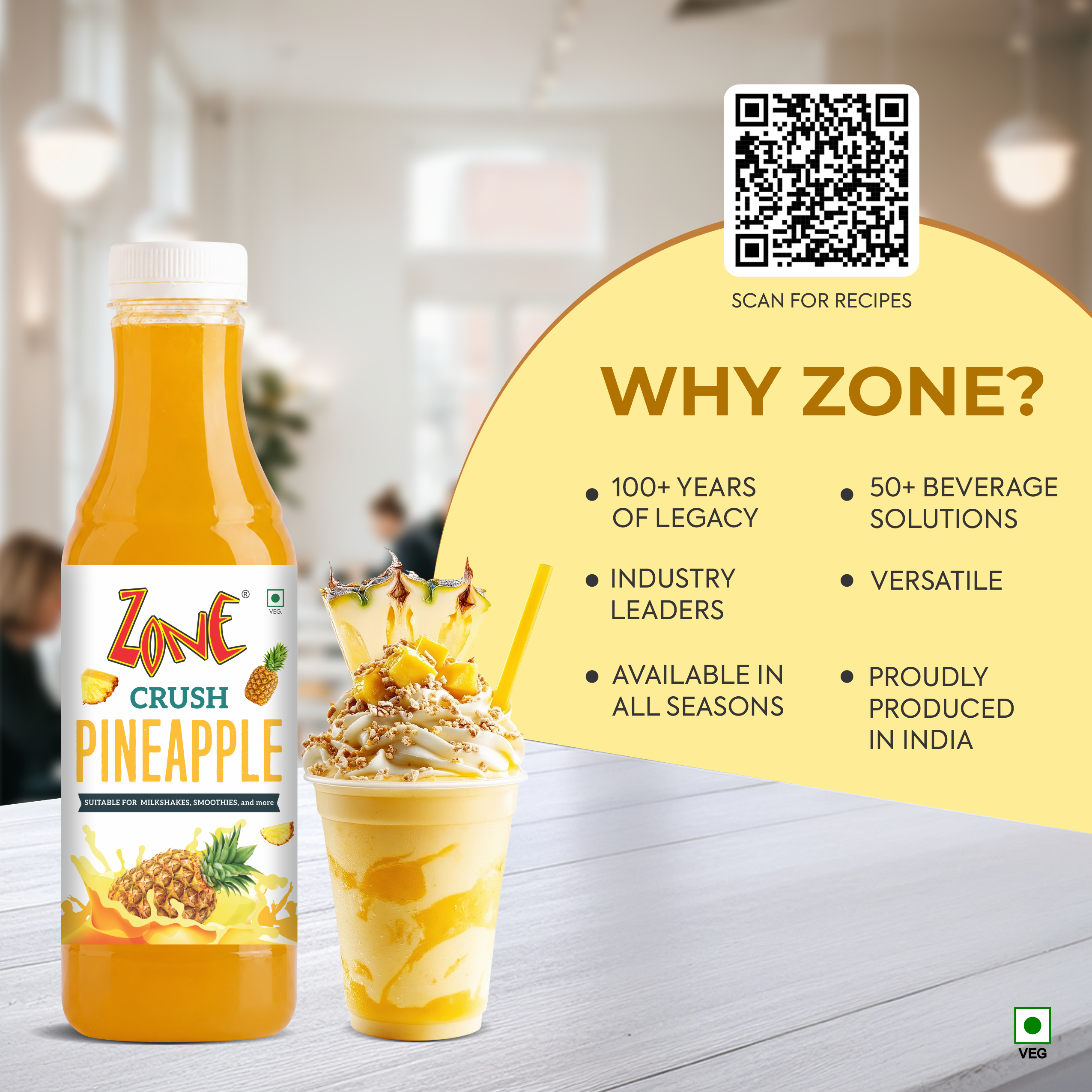 Zone Pineapple Flavoured Crush 750ml