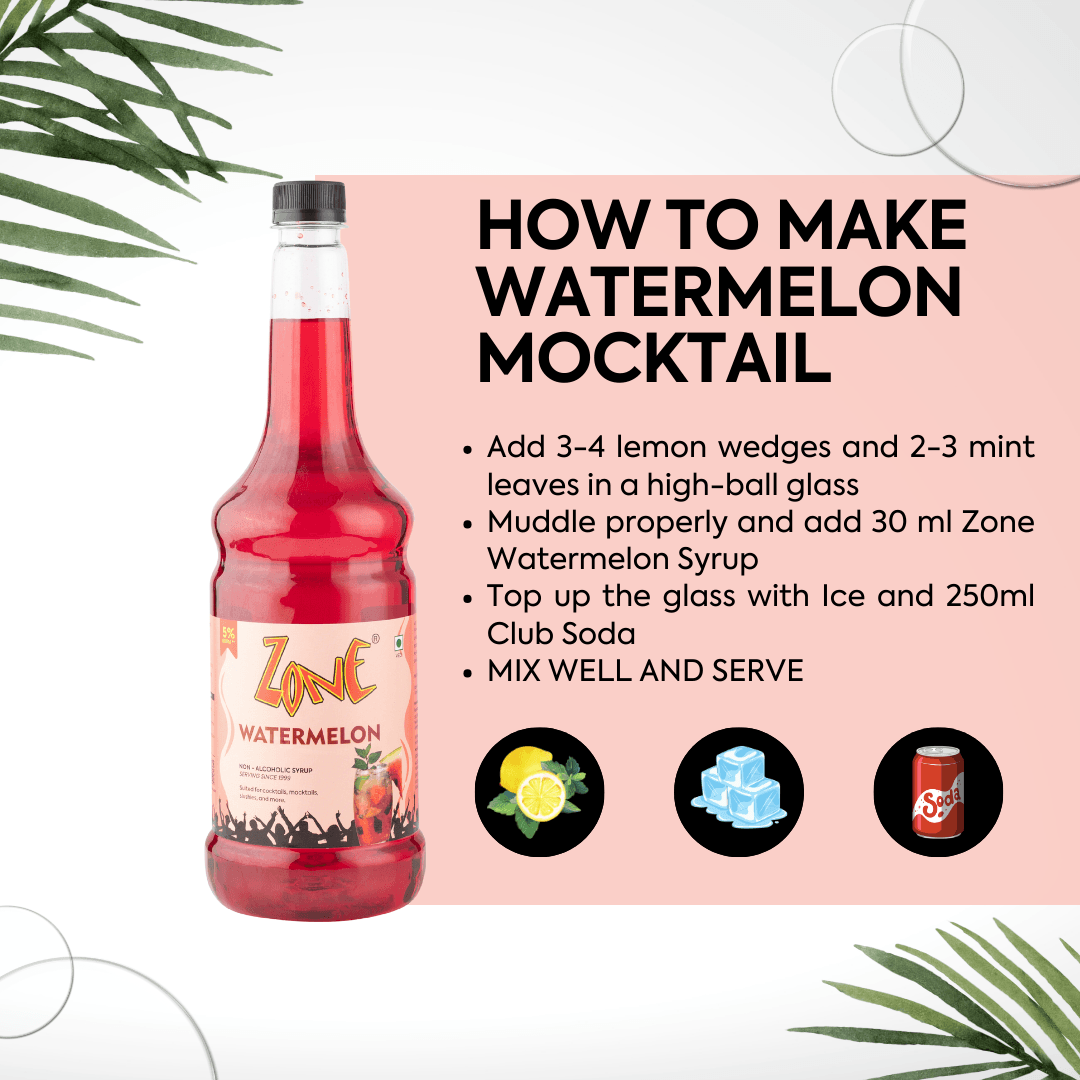 Zone Water Melon Flavoured Syrup 1L | Cocktails, Mocktails – ZONE