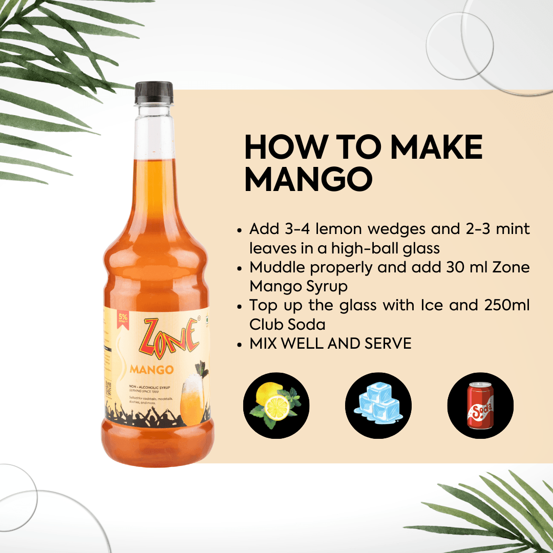 Zone Mango Flavoured Syrup 1L | Cocktails, Mocktails, & more – ZONE
