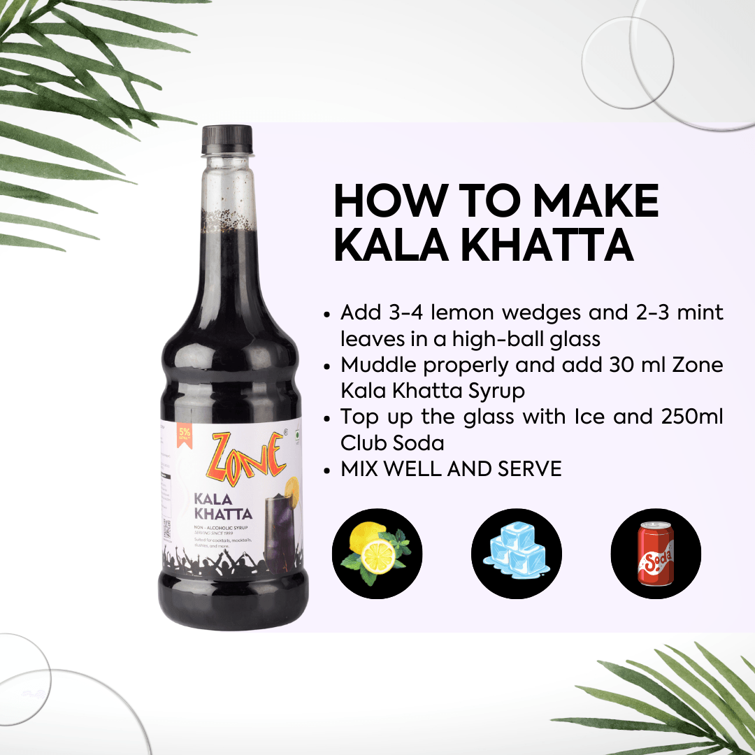 Zone Kala Khatta Flavoured Syrup 1L | Cocktails, Mocktails – ZONE