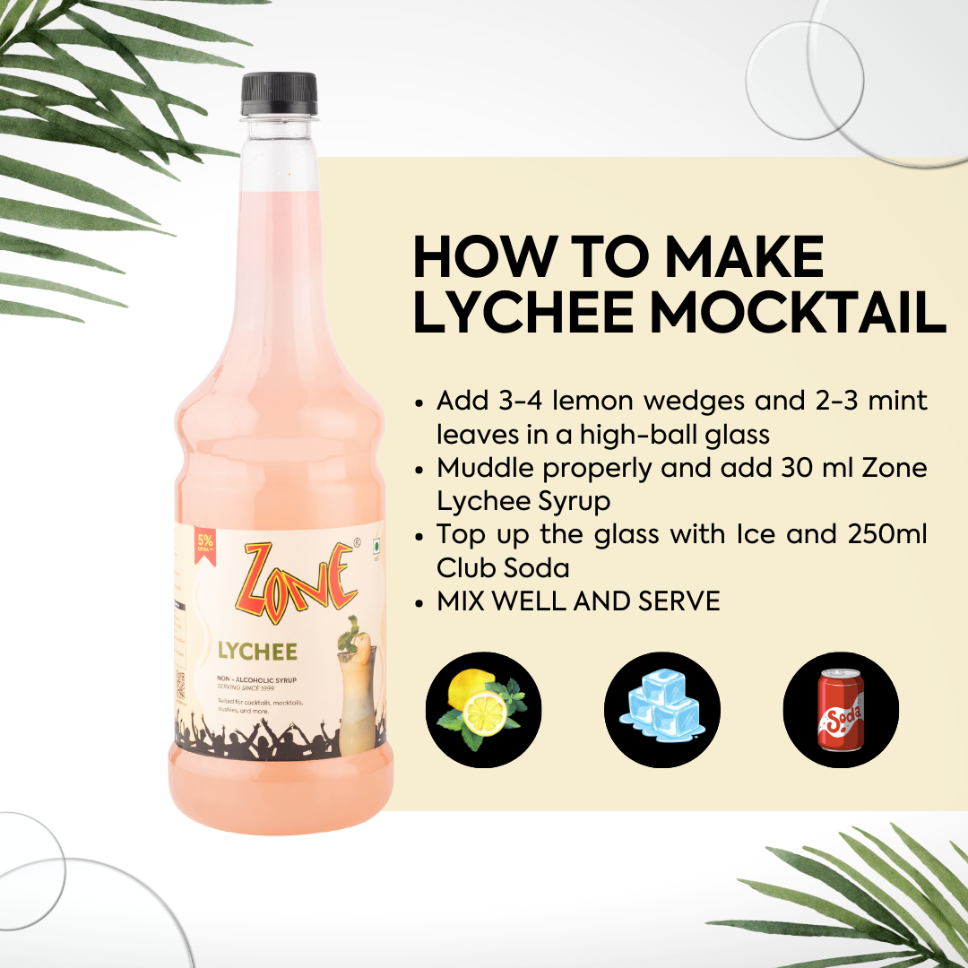 Zone Lychee Flavoured Syrup 1050ml