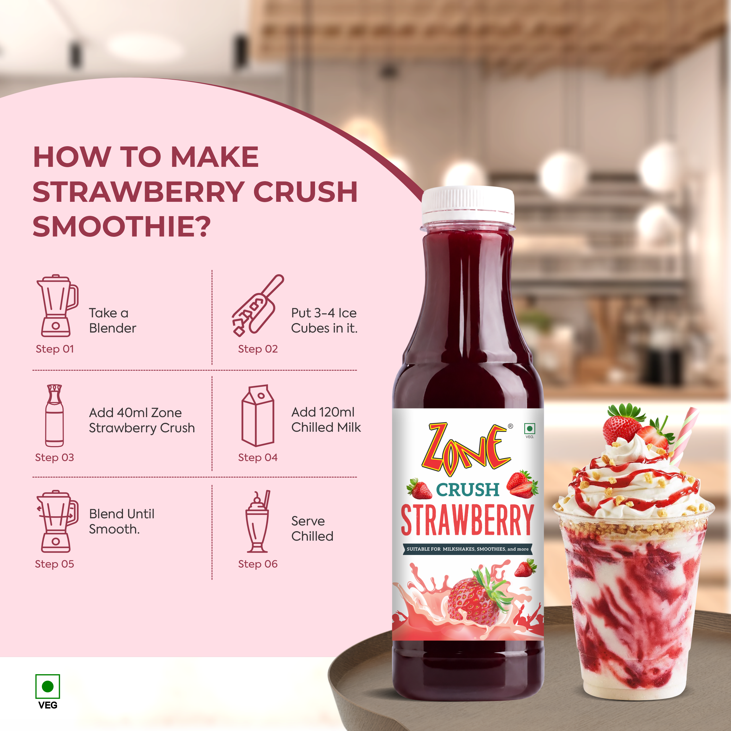 Zone Strawberry Flavoured Crush 750ml
