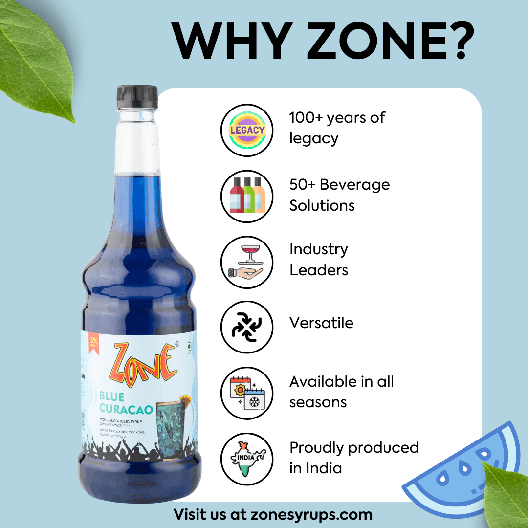 Zone Blue Curacao Flavoured Syrup 1050ml