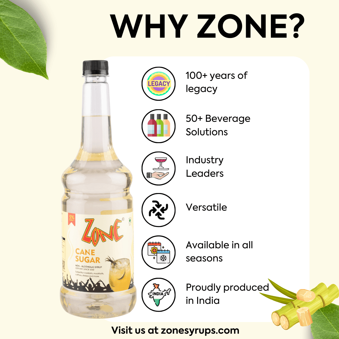 Zone Cane Sugar Flavoured Syrup 1050ml