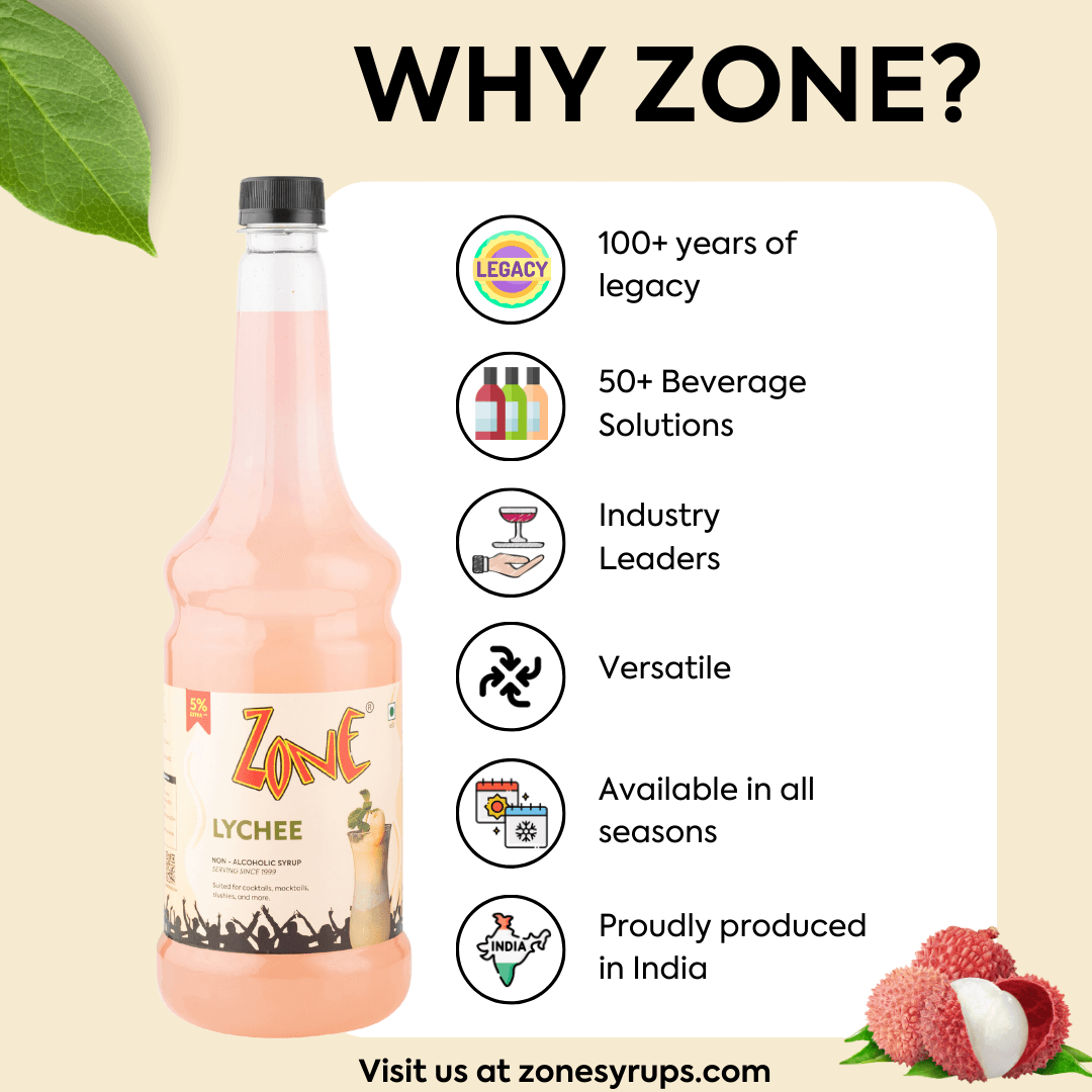 Zone Lychee Flavoured Syrup 1050ml