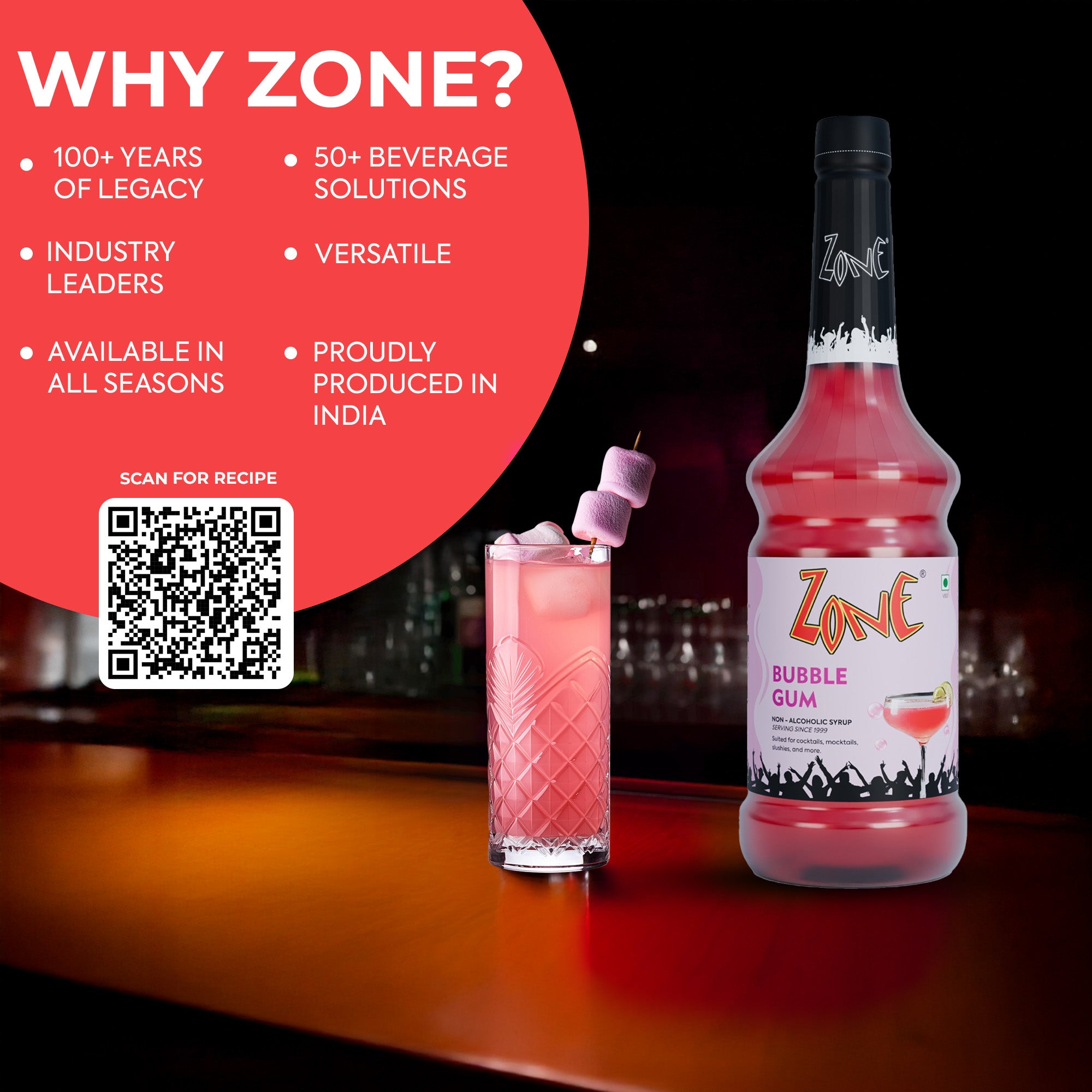 Zone Bubblegum Flavoured Syrup 1000ml