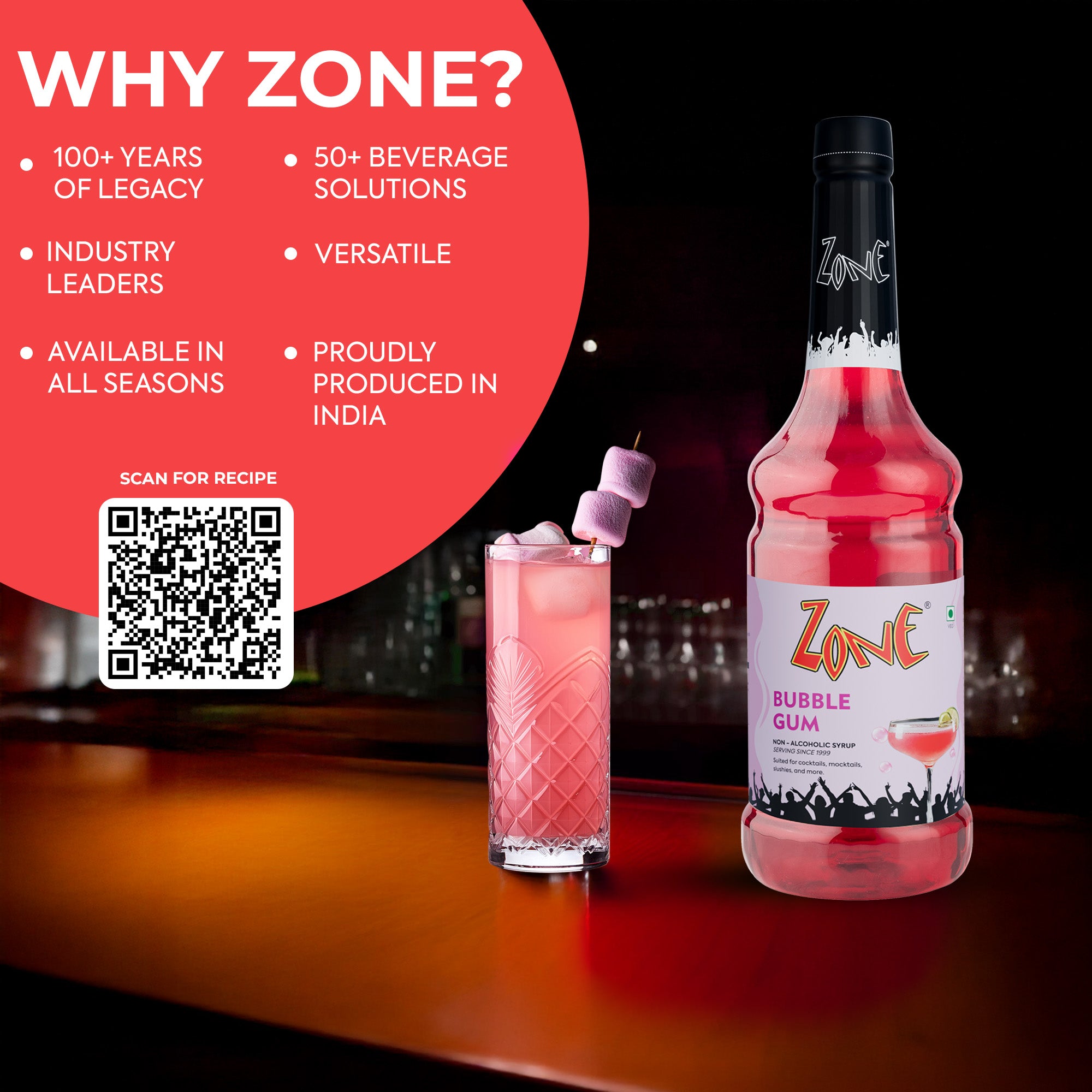 Zone Bubblegum Flavoured Syrup 1000ml