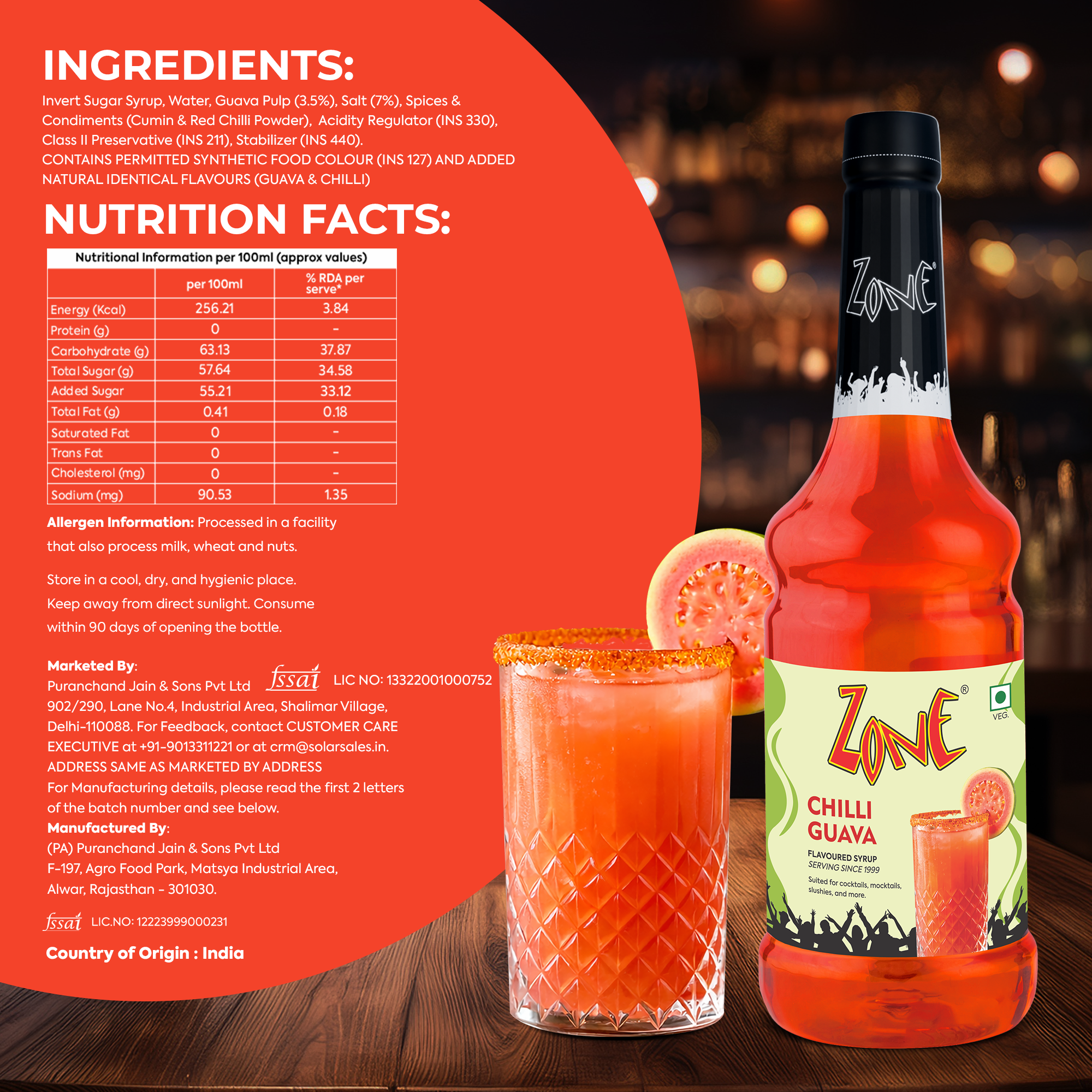 Zone Chilli Guava Flavoured Syrup 1000ml