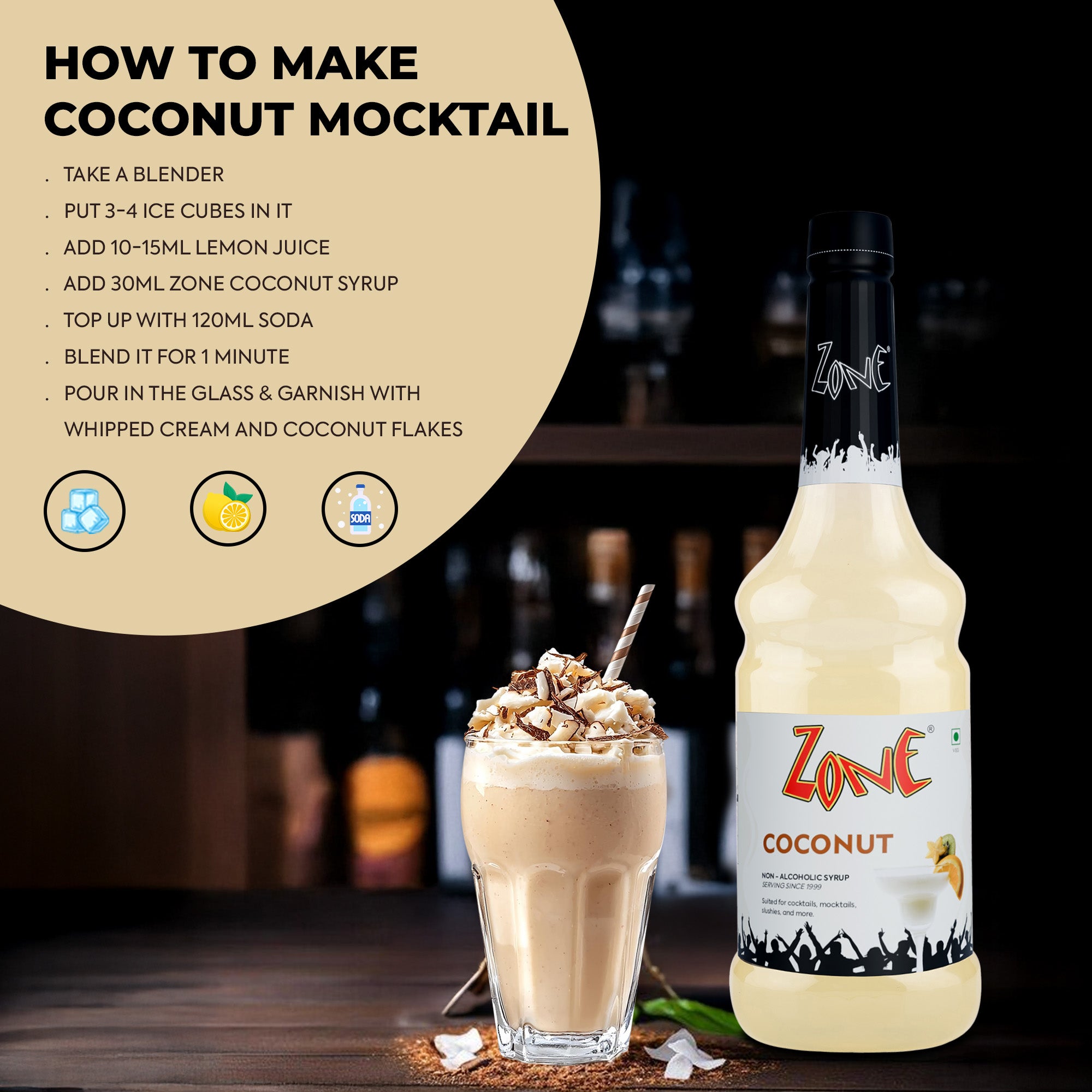 Zone Coconut Flavoured Syrup 1000ml