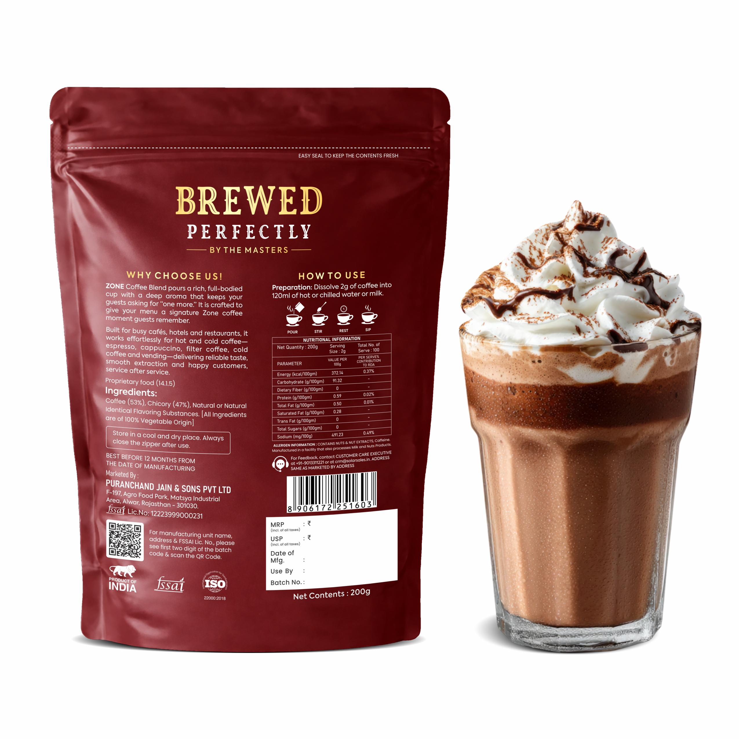 Zone Strong Ultra Blend Instant Coffee Powder 200gm Pack