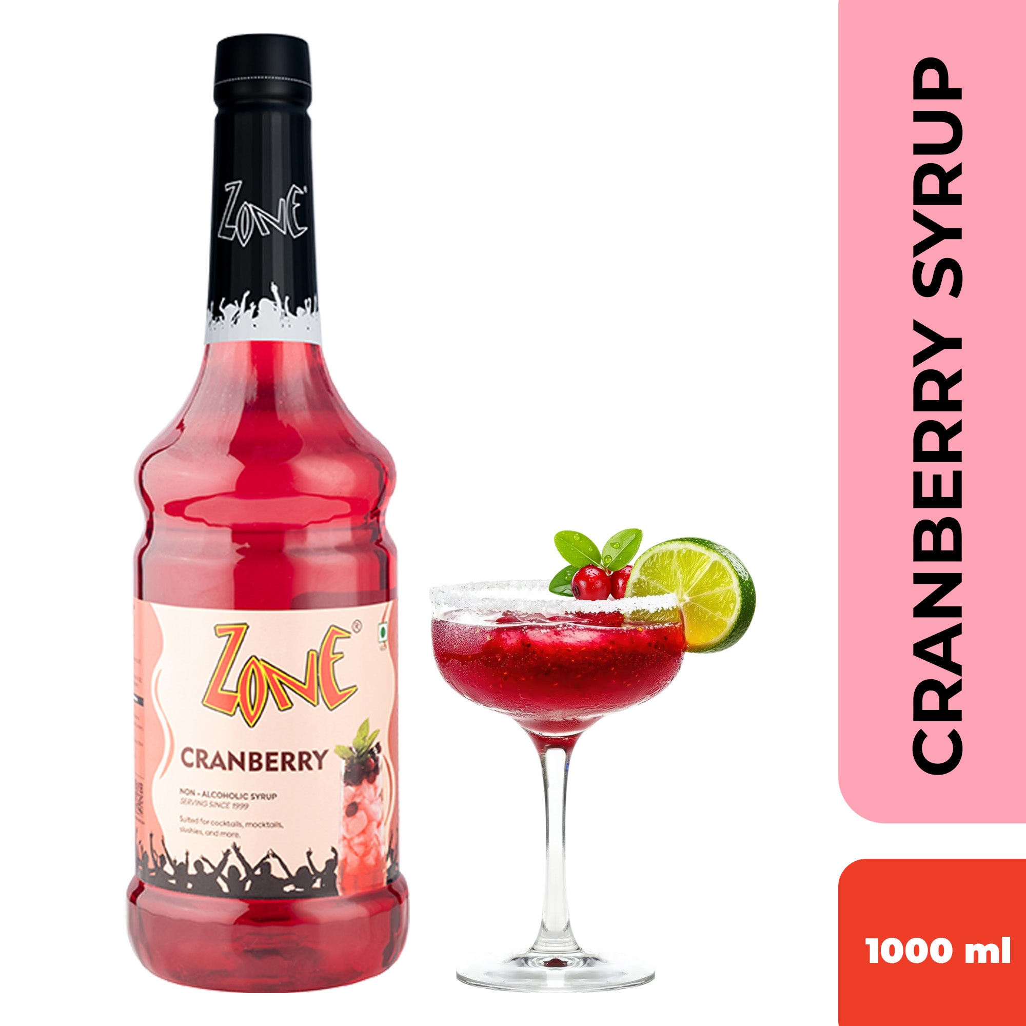 Zone Cranberry Flavoured Syrup 1L | Cocktails, Mocktails & more