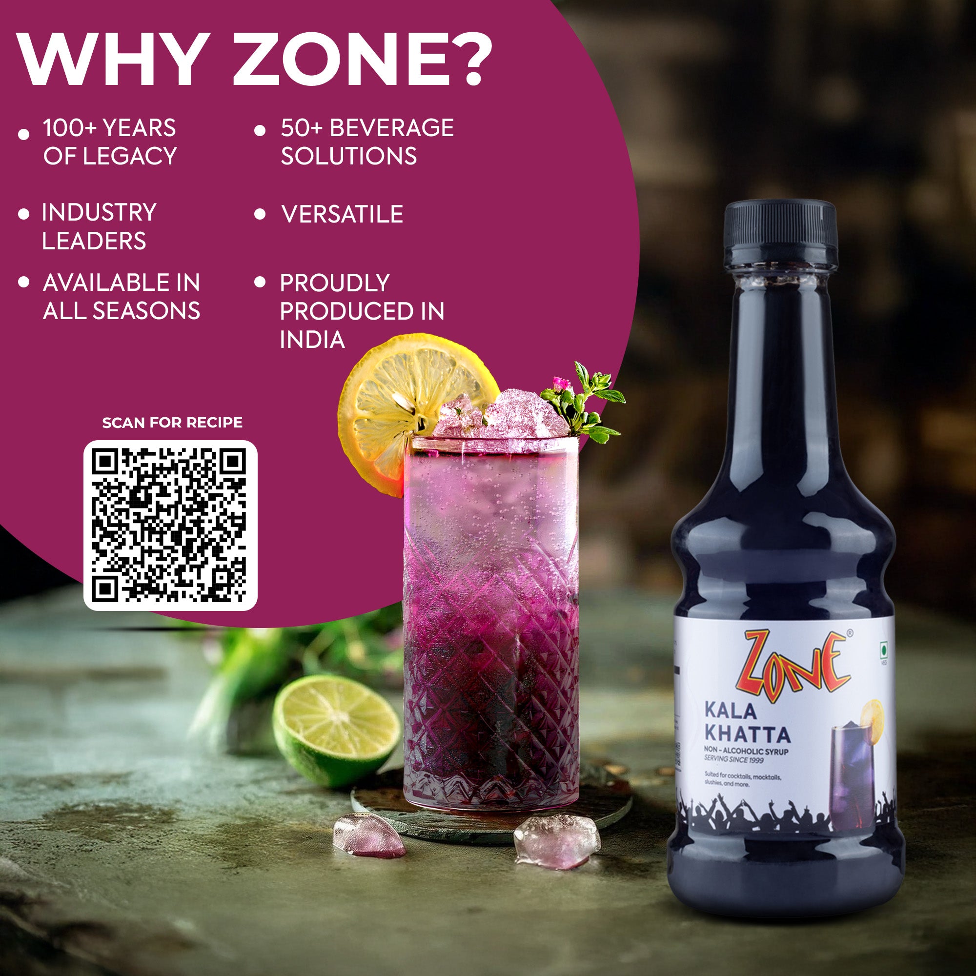 Zone Kala Khatta Flavoured Syrup 300ml