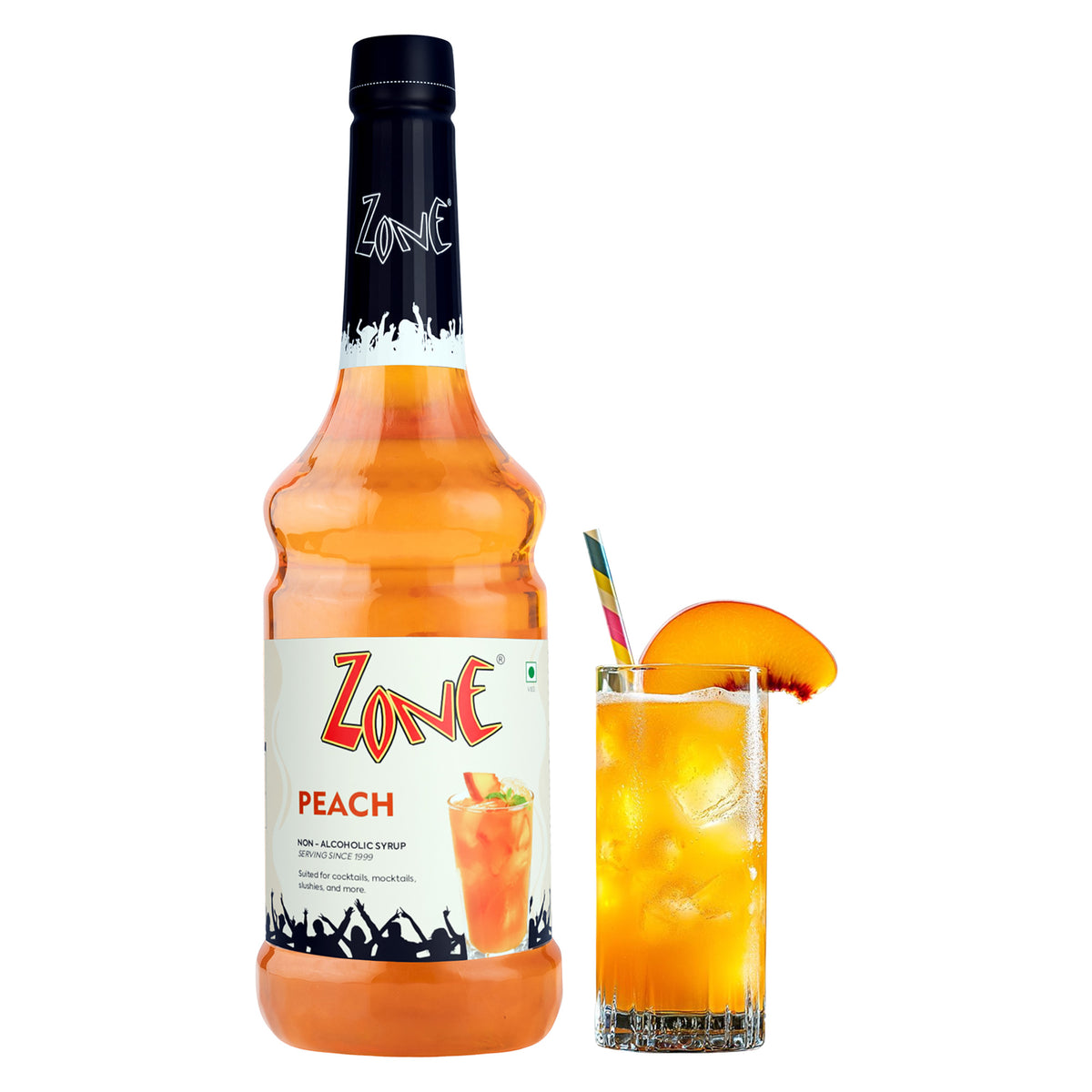 Zone Peach Flavoured Syrup 1L | Mocktails, Cocktails, & more