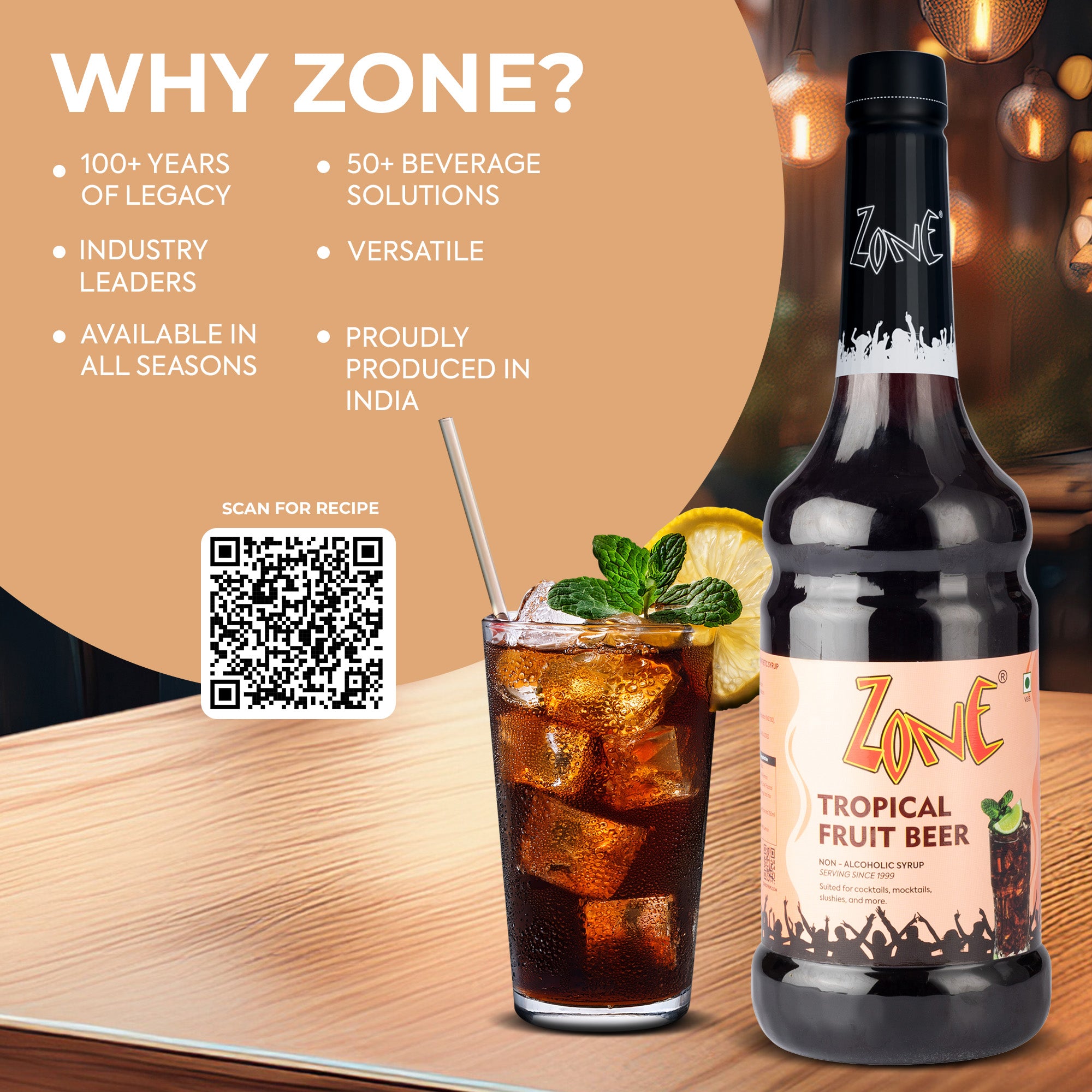 Zone Tropical Fruit Beer Flavoured Syrup 1000ml