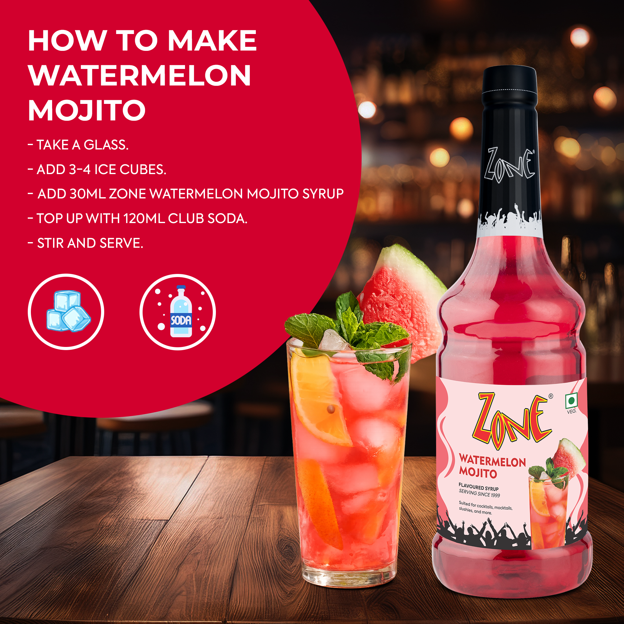Zone Watermelon Mojito Flavoured Syrup 1000ml