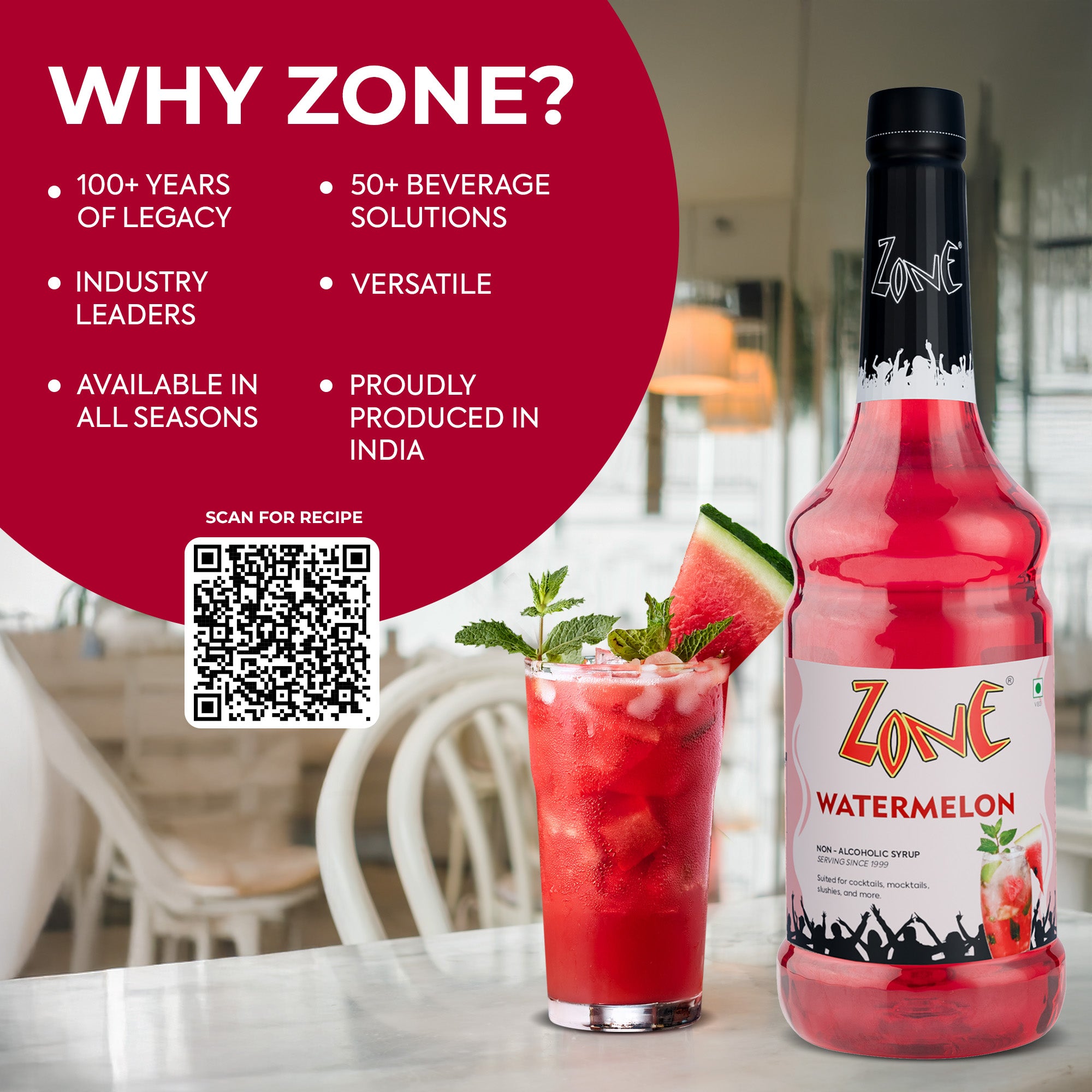 Zone Watermelon Flavoured Syrup 1000ml