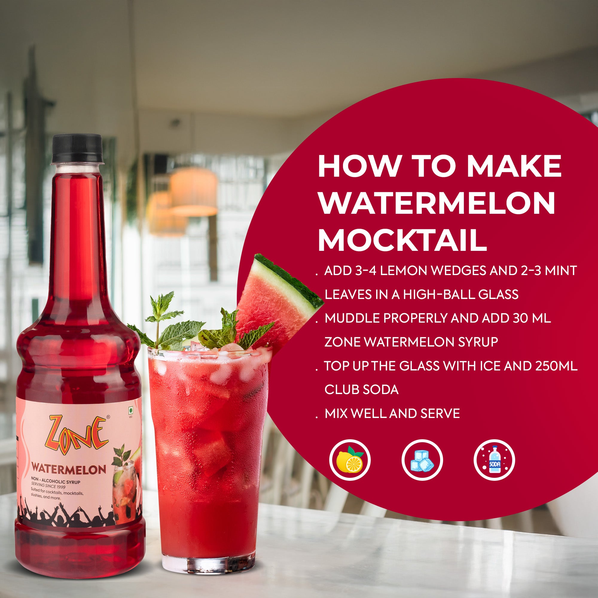 Zone Watermelon Flavoured Syrup 750ml