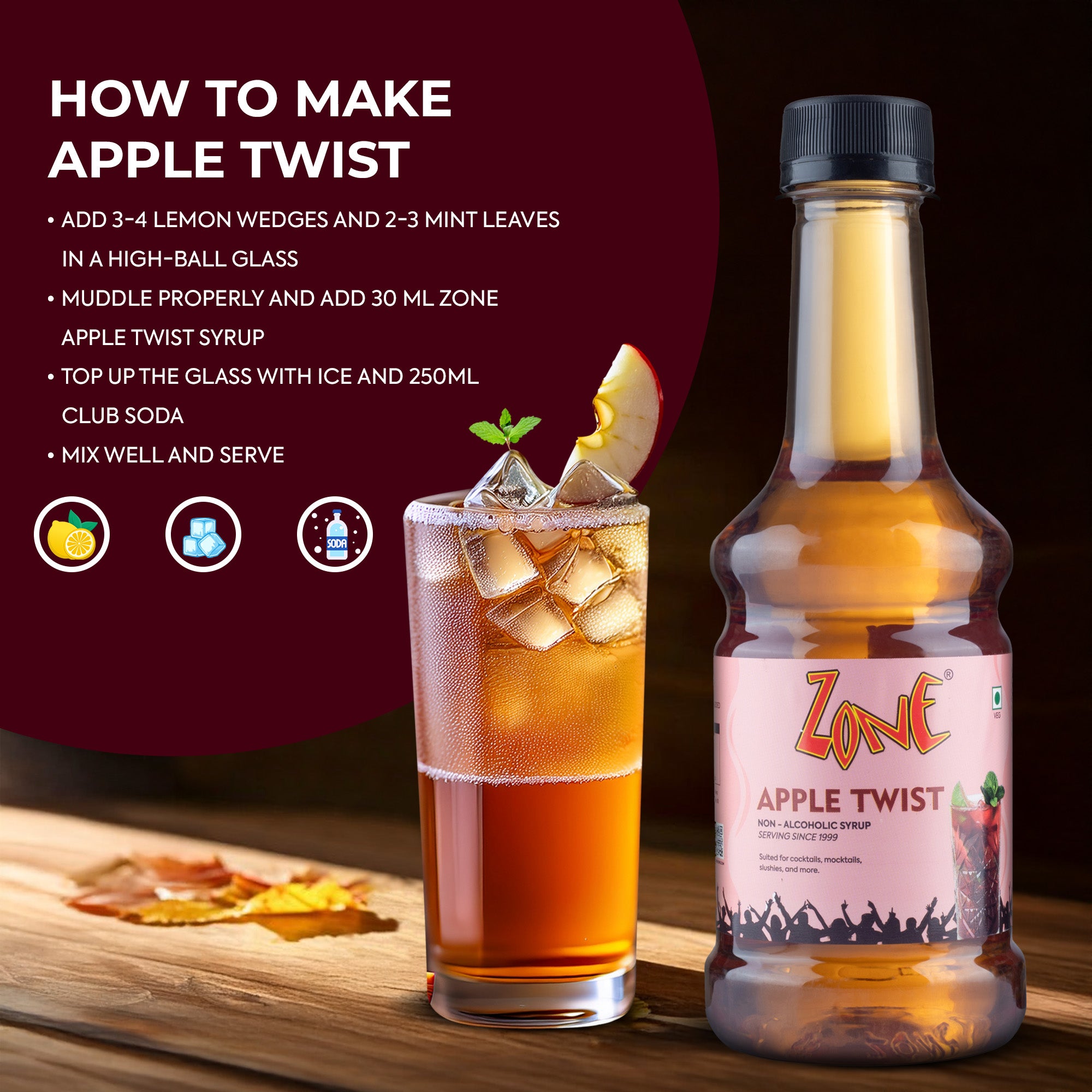 Zone Apple Twist Flavoured Syrup 300ml
