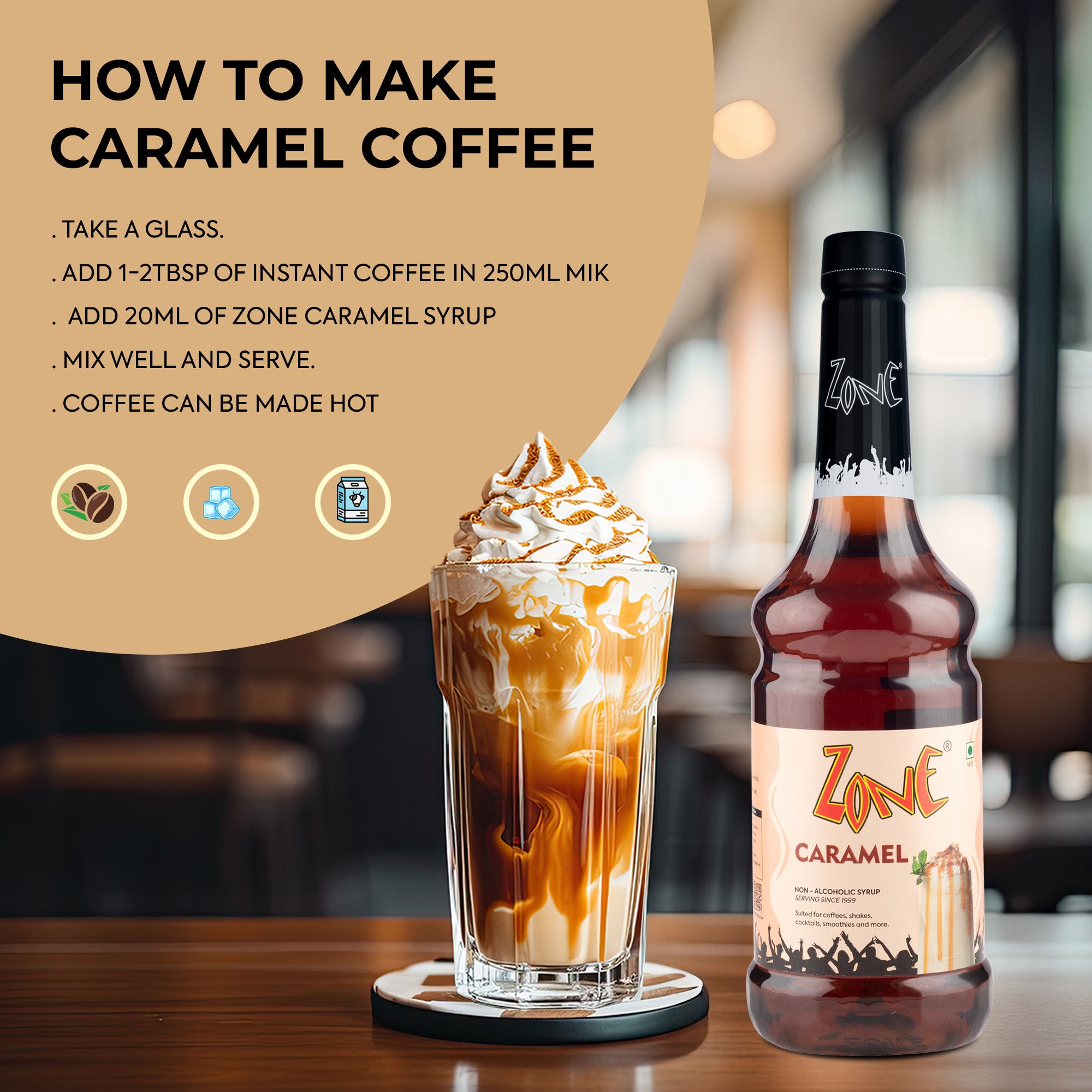 Zone Caramel Flavoured Syrup 1000ml