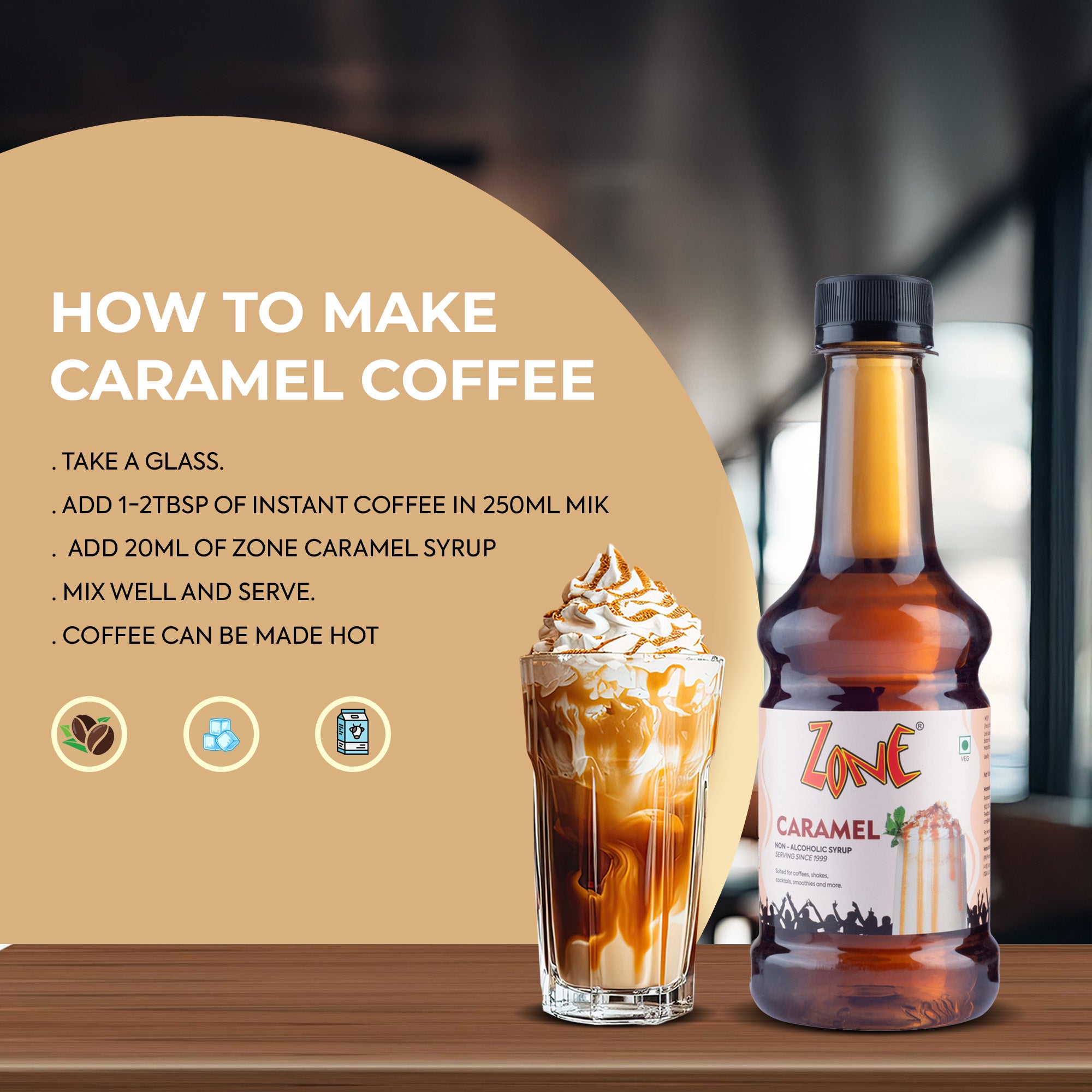 Zone Caramel Flavoured Syrup 300ml
