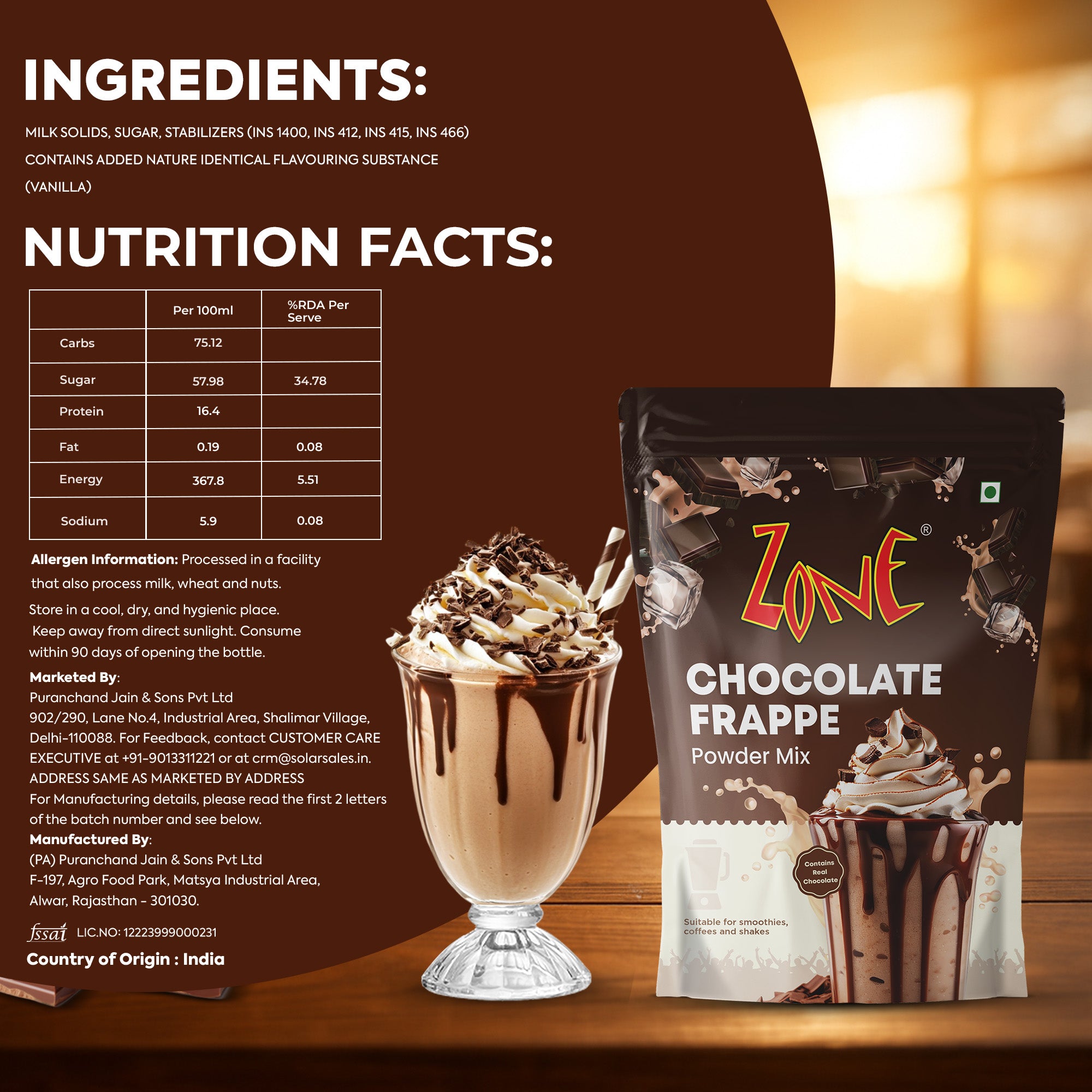 Zone Chocolate Frappe Powder 1kg