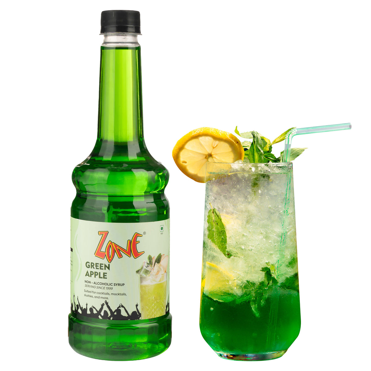 Zone Green Apple Syrup|Premium Alcohol Free Mocktail & Cocktail Mixer