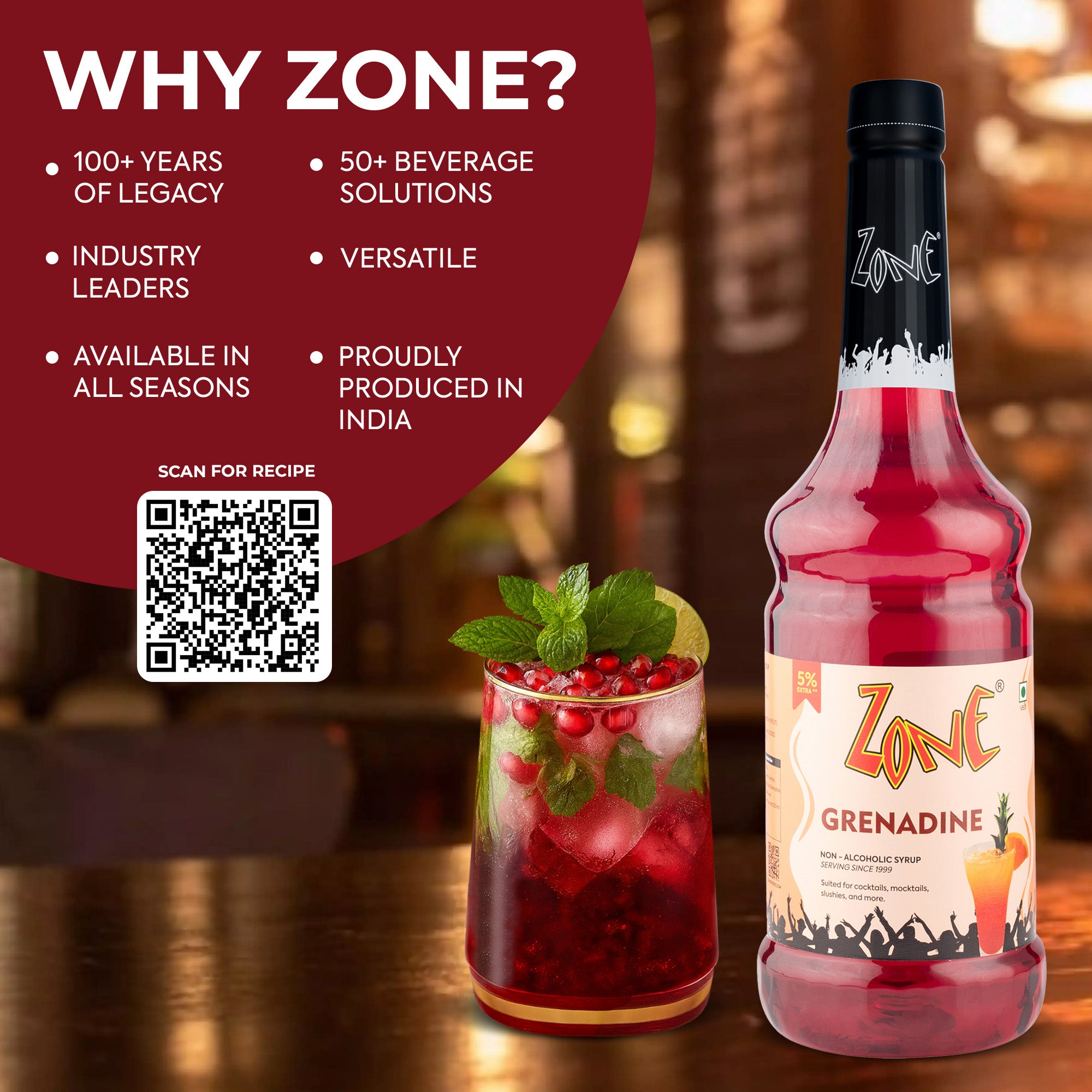 Zone Grenadine Flavoured Syrup 1000ml