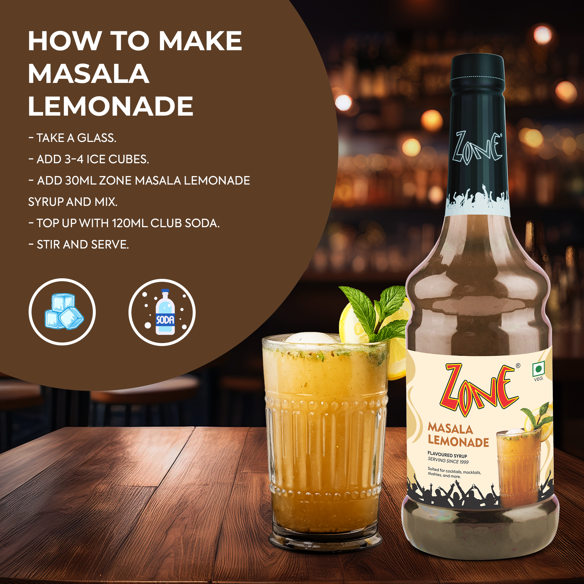 Zone Masala Lemonade Flavoured Syrup 1000ml