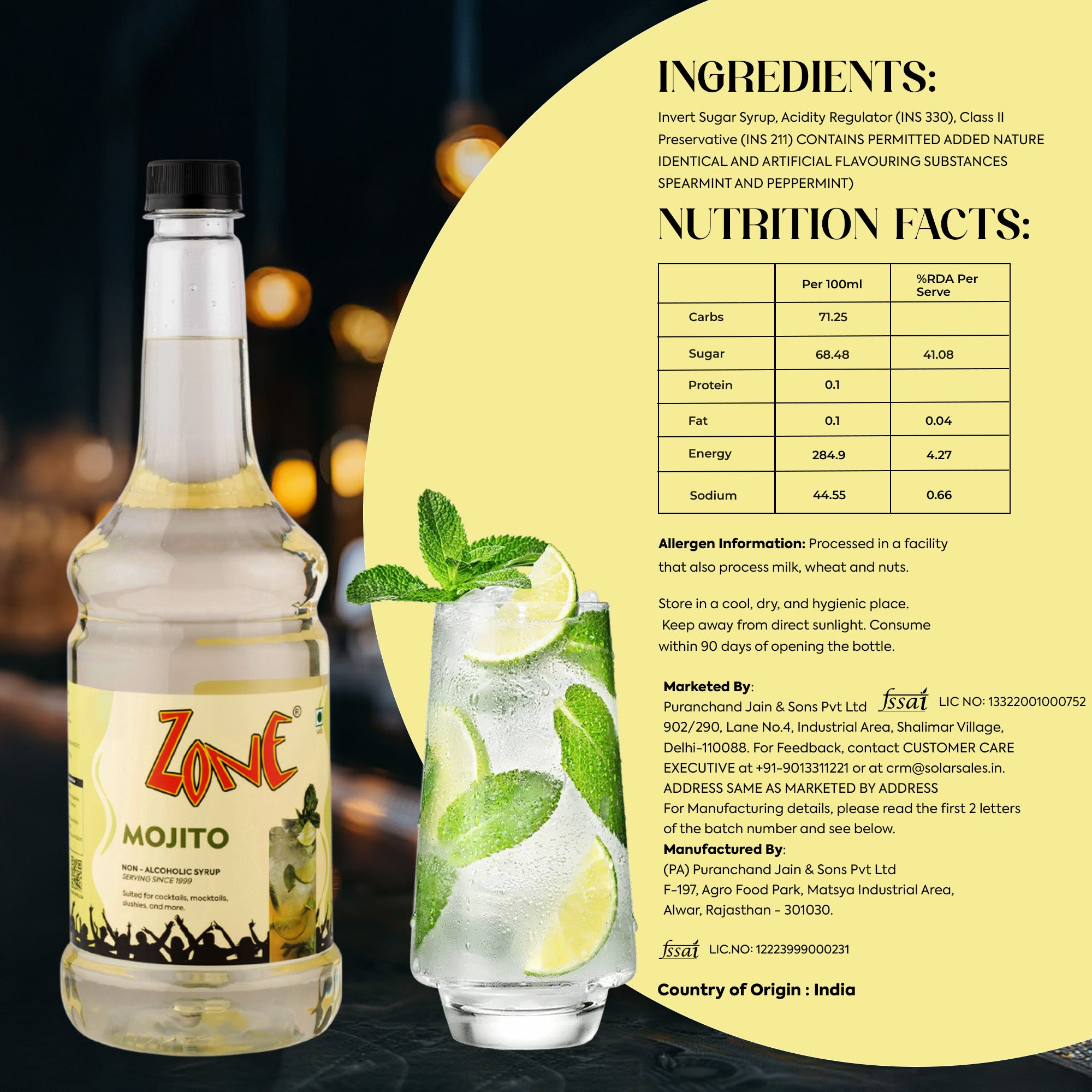 Zone Mojito Flavoured Syrup 750ml