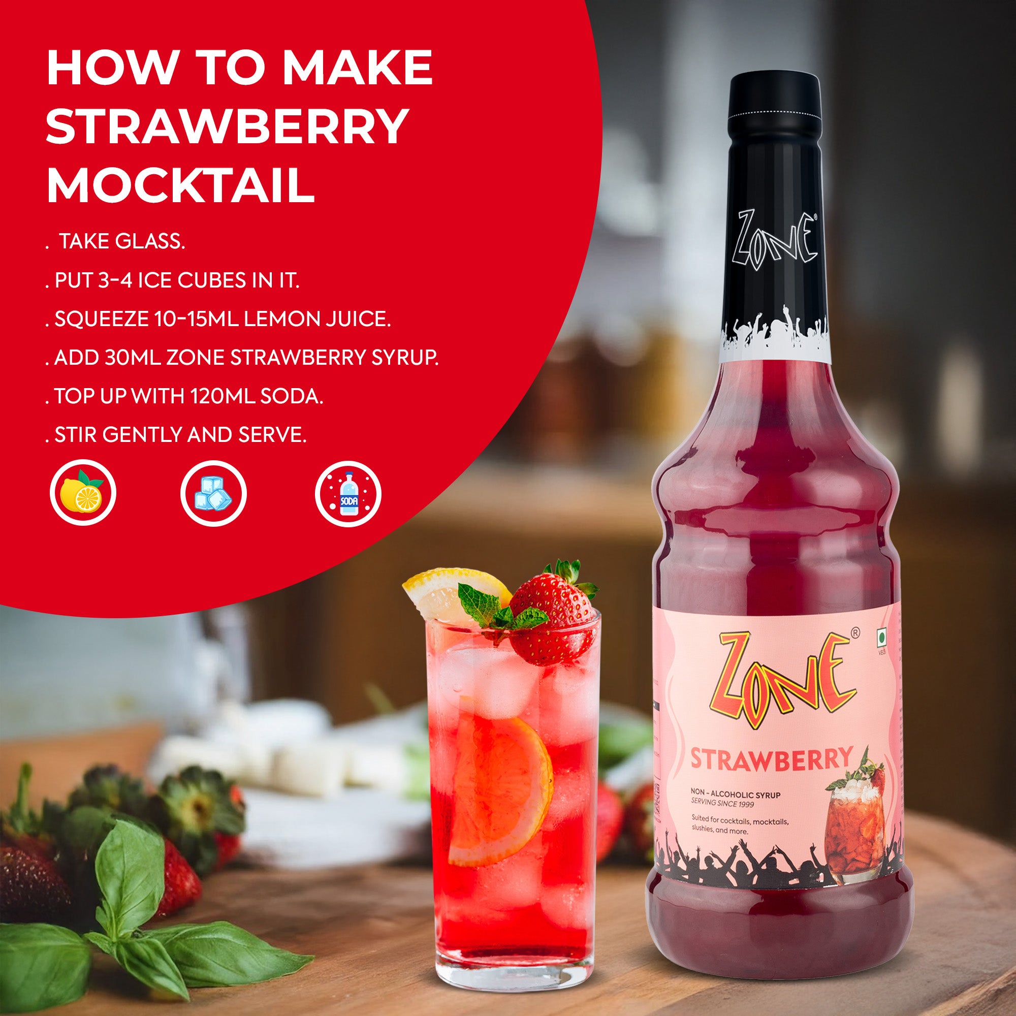 Zone Strawberry Flavoured Syrup