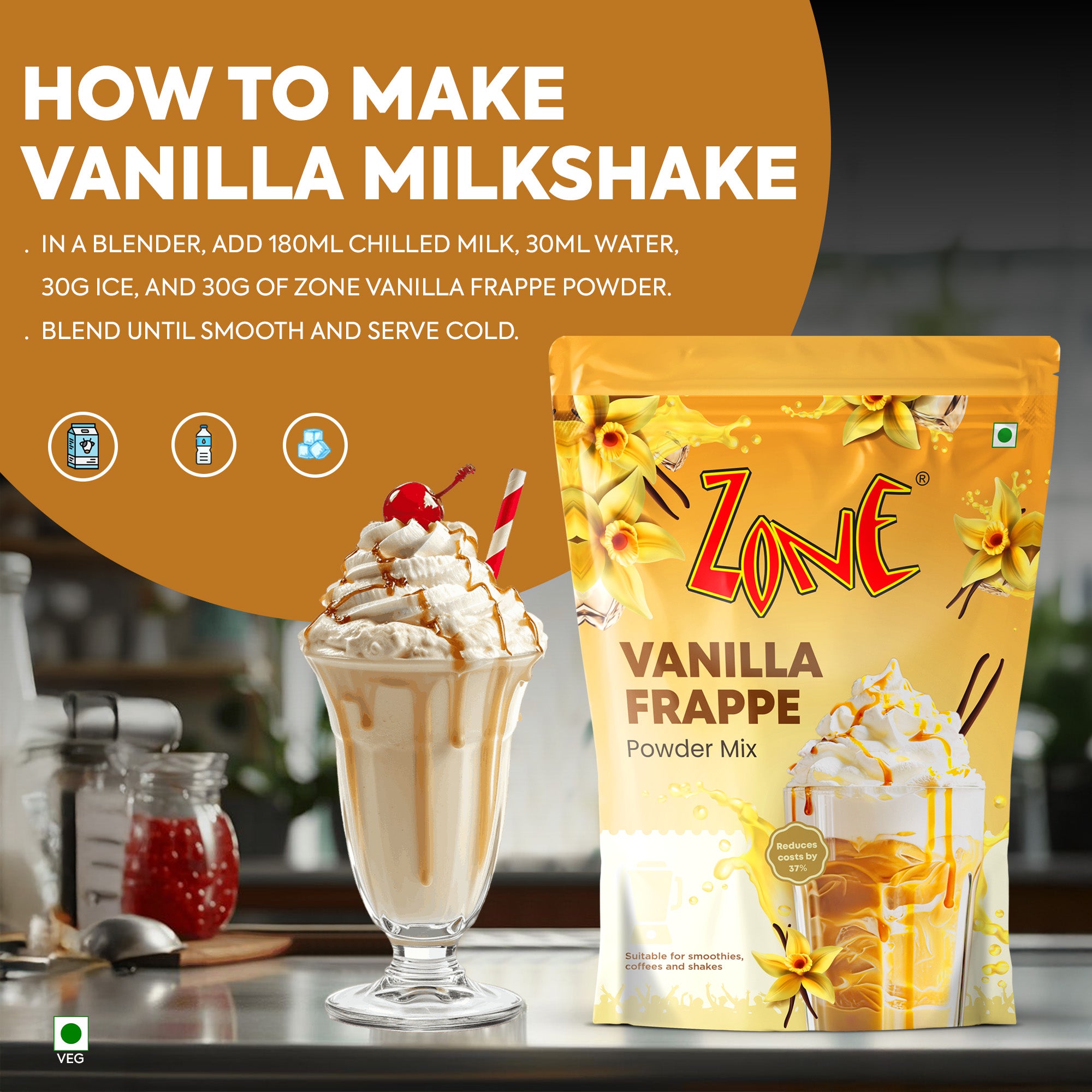 Zone Vanilla Frappe Powder 1Kg