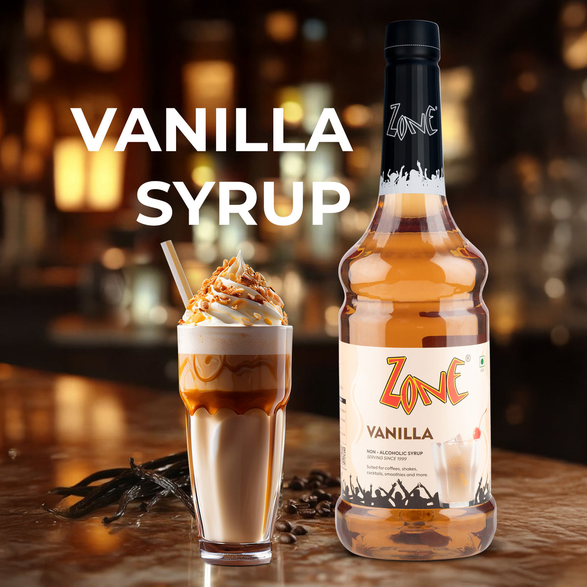 Zone Vanilla Flavoured Syrup 1L | Cocktails, Mocktails, & more