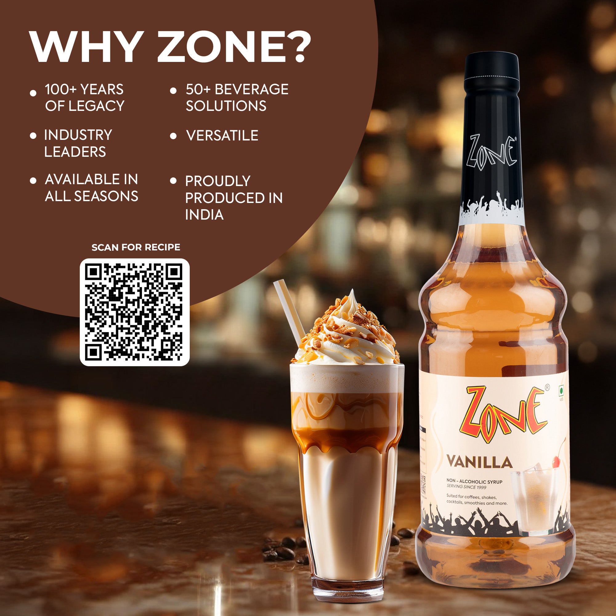 Zone Vanilla Flavoured Syrup 1000ml