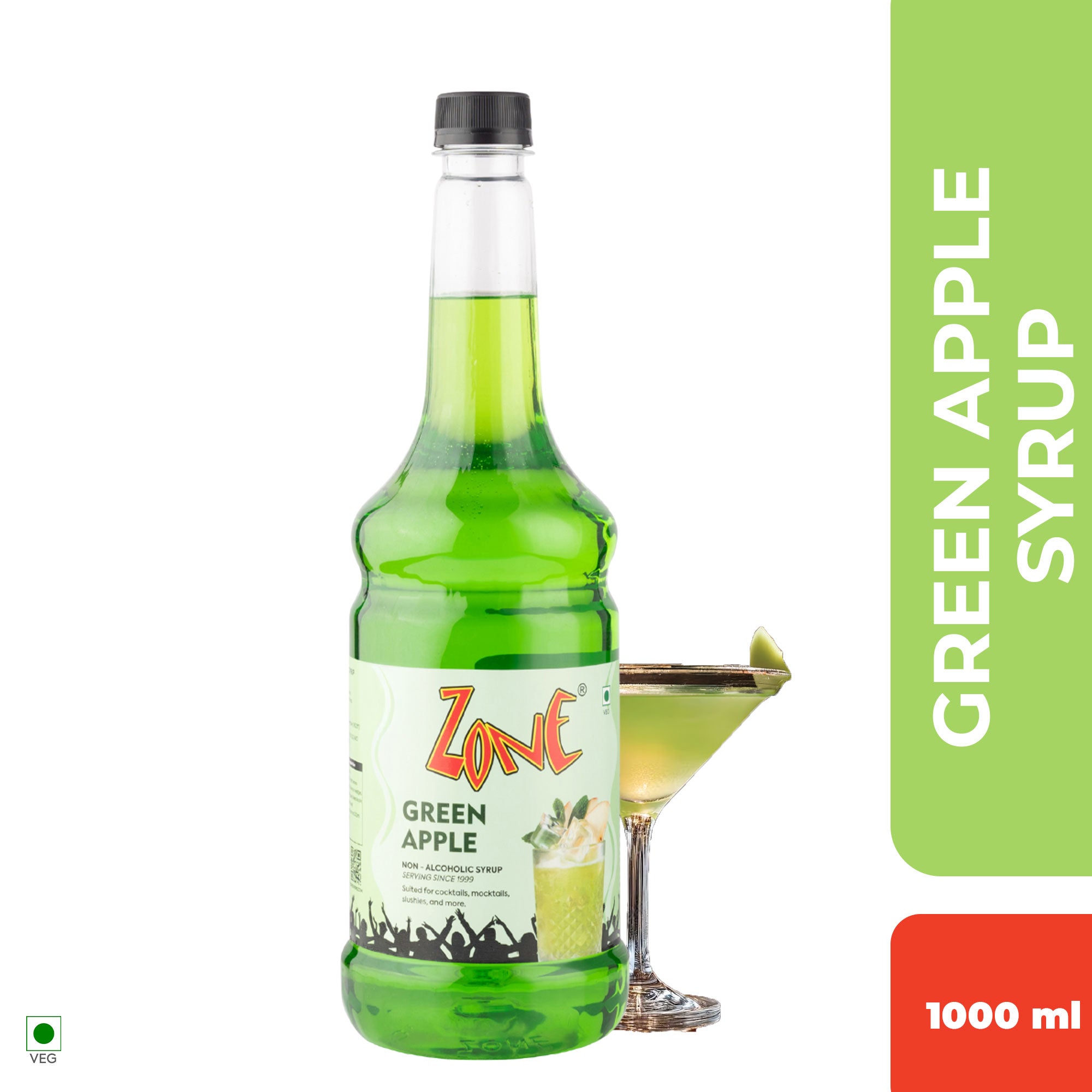 Zone Green Apple Flavoured Syrup 1000ml