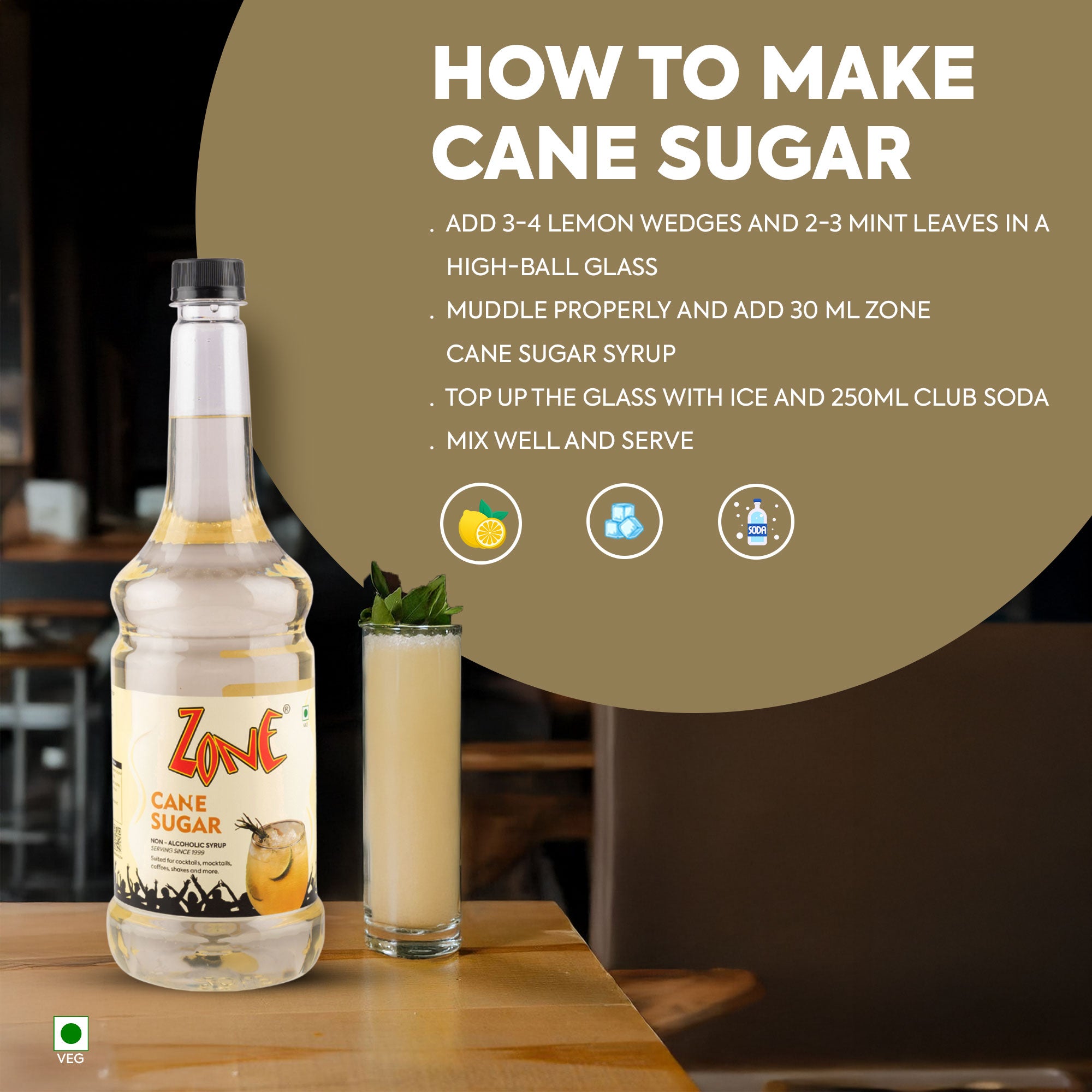 Zone Cane Sugar Flavoured Syrup 1000ml