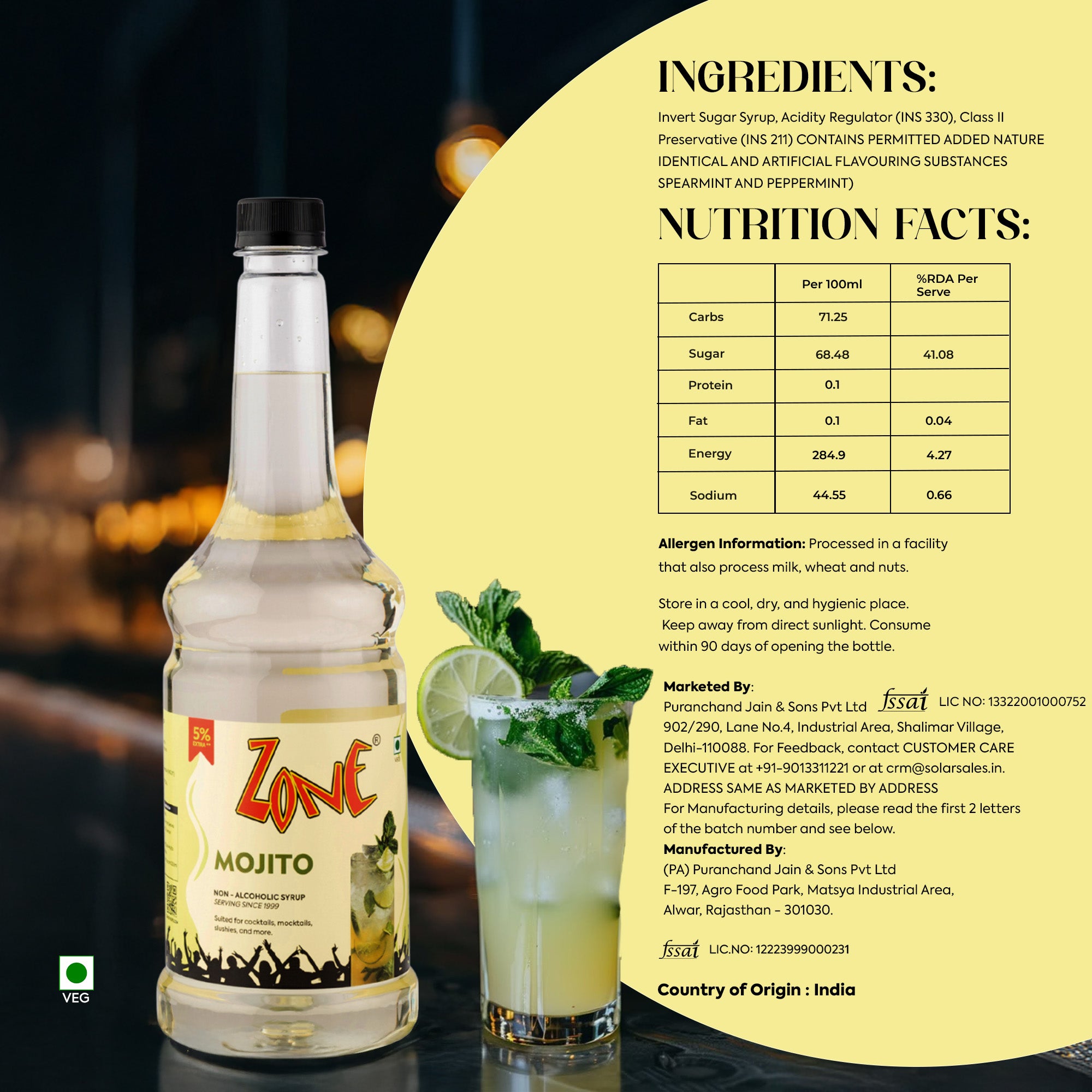 Zone Mojito Flavoured Syrup 1000ml