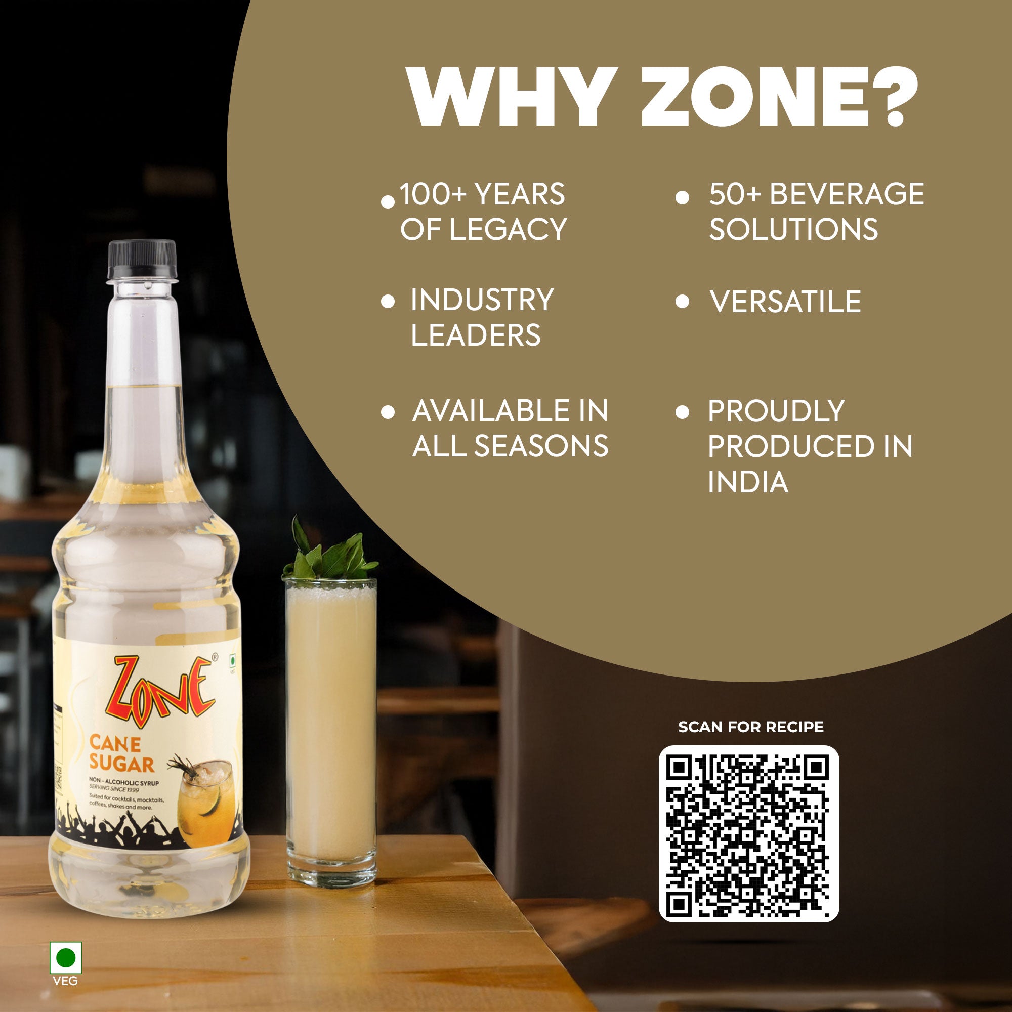 Zone Cane Sugar Flavoured Syrup 1000ml